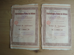 LOT DE 2 ACTIONS DE JOUISSANCE COMPAGNIE DE CHARBONNAGES DE VERDIN-LEZ-BETHUNE - Andere & Zonder Classificatie