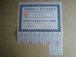 ACTION DE 5000 FRANCS USINE F. RICHARD - Autres & Non Classés