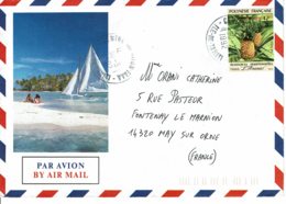 1992 - Polynésie Fse - Ile De TAHITI - Cachet "CENTRE TRI AVION FAAA" Sur  Tp N° 374 - L'Ananas (non Dentelé - Adhésif) - Polinesia Francesa