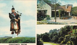 PC Greetings From Aberdeen - Hazlehead Cafe Union Terrace Gardens - Bagpiper - Stamp Be Properly Addressed- 1980 (47686) - Aberdeenshire