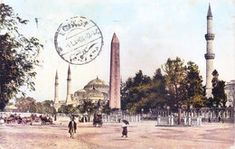 TUREY : VINTAGE COLOUR PICTURE CARD : YEAR 1910 : COMMERCIALLY USED : CONSTANTINOPLE, AT MEIDAN ET STE SOPHIE - 1837-1914 Smyrne