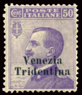 ITALIA TRENTINO-ALTO ADIGE 1918 50 CENT. (Sass. 26) NUOVO LINGUELLATO OFFERTA - Trente