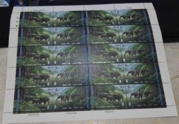Thailand 1995 Animals Elephants Mi#1646-1647 Mint Never Hinged Full Sheet Of Ten Pairs - Thaïlande
