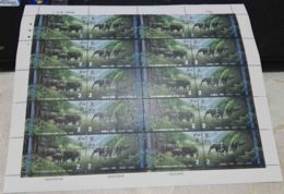 Thailand 1995 Animals Elephants Mi#1646-1647 Mint Never Hinged Full Sheet Of Ten Pairs - Thailand