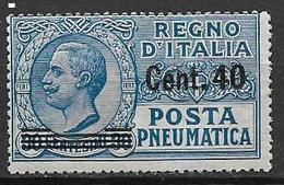 REGNO D'ITALIA POSTA PNEUMATICA 1924-25  EFFIGE DI V.EMANUELE III  SASS. 7 MNH XF - Correo Neumático