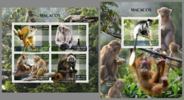 SAO TOME 2019 MNH Monkeys Affen Singes M/S+S/S - OFFICIAL ISSUE - DH2008 - Monkeys