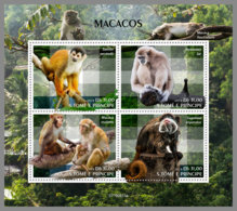 SAO TOME 2019 MNH Monkeys Affen Singes M/S - OFFICIAL ISSUE - DH2008 - Monkeys