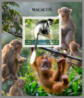 SAO TOME 2019 MNH Monkeys Affen Singes S/S - OFFICIAL ISSUE - DH2008 - Monkeys