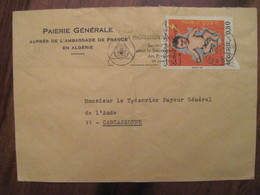 ALGERIE 1974 Lettre Enveloppe Cover Alger CARCASSONNE France Ambassade Tresorerie - Algérie (1962-...)