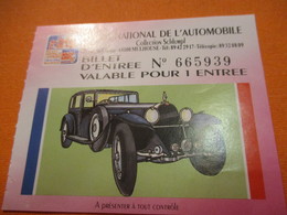 Musée National De L'Automobile/ Collection Schlumpf/Bugatti /MULHOUSE/ 1993        TCK193 - Tickets - Vouchers