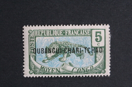 OUBANGI 1915 Y&T NO 4 ,5C PANTHERE VERT ET BLEU  SURCHARGE  NEUF*.. - Unused Stamps