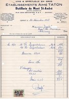 ETABLISSEMENTS AIME TATON - DISTILLERIE DU MONT ST-ANDRE - CHIMAY - 20 DECEMBRE 1957. - Alimentos