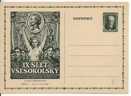 TCHECOSLOVAQUIE - 1932 - CARTE ENTIER POSTAL ILLUSTREE - BILDPOSTKARTE - CONGRES SOKOL - Postales