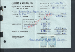 DOCUMENT COMMERCIAL 1989 DE CARNEIRO & MIRANDA GIAO VILA DO CONDE SUR TIMBRES FISCAUX DU PORTUGAL : - Covers & Documents