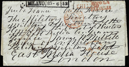 1852 - Lettera Non Affrancata Da Milano 23/6/1852, Bolli Rossi "dopo La Partenza" E "via Di Chiasso"... - Lombardo-Venetien