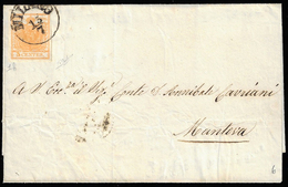 1850 - 5 Cent. Arancio (1h), Perfetto, Isolato Su Sovracoperta Di Circolare Da Milano 13/7 A Mantova... - Lombardo-Venetien