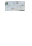 LETTRE  AFFRANCHIE N° 14 F  -BLEU LAITEUX OBITERATION LOSANGE PC 1818 - LYON - 1855 - Used Stamps