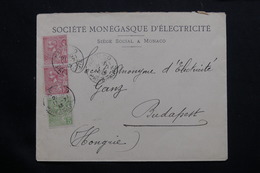 MONACO - Enveloppe De La Cie D'Electricité Pour Budapest En 1913, Affranchissement Plaisant - L 54473 - Cartas & Documentos