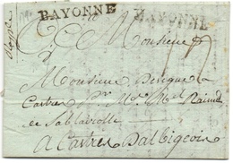 Marque BAYONNE LENAIN N°8 Sur Lettre De 1790 Pour CASTRES - 1701-1800: Precursors XVIII