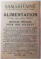 SAMARITAINE - Grands Magasins - 75 Rue De Rivoli, Pont-Neuf Et Monnaie - PARIS De JANVIER 1916 - SOLDATS - Reclame
