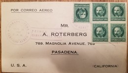 O) 1927 CUBA - CARIBBEAN, BARTOLOME MASO SC 239 - PRIMER VIA CARIBE - KEY WEST, PASADENA - Storia Postale