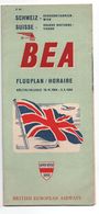 AVIATION COMMERCIALE, Horaires Avion, BEA British European Airways 1954, Grande Bretagne-vienne, Rare....SP1 - Horaires