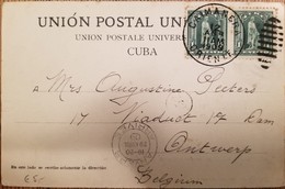 O)1909   CUBA - CARIBBEAN, STATUE OF COLUMBUS  -SC 233 1c, UPU - TO  BELGIUM - Storia Postale