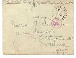 FRANCE 1918:  LSC En FM D'un Prisonnier De Guerre Du 17.V.18 à Toulouse   TTB - Francobolli Di Guerra