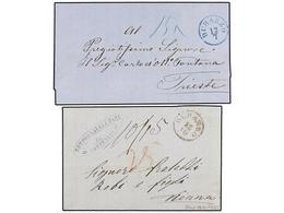 ALBANIA. 1863-71. Two Covers With Austrian DURAZZO Cds Black And Blue. Very Fine. - Sonstige & Ohne Zuordnung