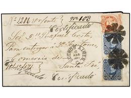 ARGENTINA. Sc.20, 21 (2). 1871. BUENOS AIRES A SANTA FE. 5 Cts. Naranja Y 15 Cts. Azul (2) Mat. De CORCHO Segmentado Y M - Andere & Zonder Classificatie