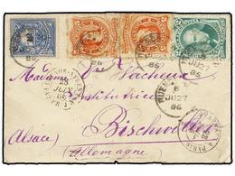 ARGENTINA. 1886. BUENOS AIRES A ALEMANIA. 2 Cts. Verde, 5 Cts. Rojo (2) Y 12 Cts. Azul Fechador Octogonal Marítimo Franc - Autres & Non Classés