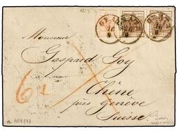 AUSTRIA. Mi.3Ya, 4Ya. 1857 (Sept. 16). Entire Letter To CHÊNE (near Geneva Switzerland) Franked By 1850-54 Machine Paper - Autres & Non Classés