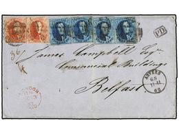 BELGICA. Of.11 (4), 12 (2). 1862. Cover From ANTWERP To BELFAST, Campbell Correspondence, Franked At Quadruple Rate With - Other & Unclassified