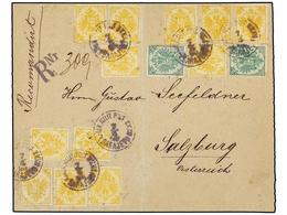 BOSNIA-HERZEGOVINA. Mi.2,3. 1890 (Aug 7). Registered Cover To SALZBURG Franked By 1879/98 2kr. Yellow (12, Some With Com - Andere & Zonder Classificatie