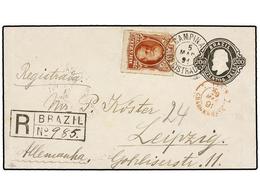 BRASIL. Sc.76. 1891. CAMPINAS A ALEMANIA. Entero Postal De 200 Reis Negro Con Franqueo Adicional De 700 Reis Castaño Roj - Sonstige & Ohne Zuordnung