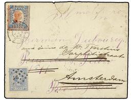 BRASIL. Sc.109. 1892. AMSTERDAM A RÍO DE JANEIRO. Circulada Con Sello Holandés De 5 Cent. Azul Gris, Reexpedida A AMSTER - Autres & Non Classés