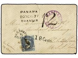 CHILE. Sc.18. 1877. SANTIAGO A  PHILADELPHIA. 10 Cts. Azul, Mat. De CORCHO Y Fechador SANTIAGO/CHILE, Manuscrita 'Via Pa - Sonstige & Ohne Zuordnung