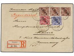 CHINA. 1898. SHANGHAI To GERMANY. Registered Cover Franked With German 10 Pf., 20 Pf. And 50 Pf. (3), Tied SHANGHAI/DEUT - Other & Unclassified