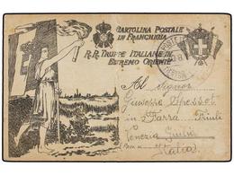 CHINA: OFICINAS POSTALES ITALIANAS. 1919 (30 Agosto). TIENSTIN A FARRA (Italia). CARTOLINA POSTALE IN FRANCHIGIA R.R. TR - Altri & Non Classificati