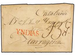 CUBA. 1829. HABANA A TARRAGONA. Carta Completa Desinfectada Con Cortes En Los Laterales En El Lazareto De Mahón. Marca Y - Sonstige & Ohne Zuordnung