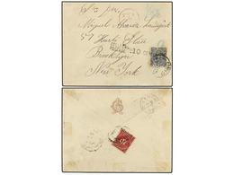 CUBA. 1891 (5 Abril). HABANA A NEW YORK Circulada Con Sello Fiscal De 5 Cts. Azul. Franqueo No Aceptado En Carta Al Exte - Autres & Non Classés