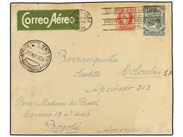 CUBA. 1926 (16 Diciembre). HABANA A BOGOTÁ Vía BARRANQUILLA. Circulada Con Sello De Cuba De 2 Cts. Rosa Y Sello De SCADT - Otros & Sin Clasificación