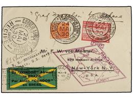 CUBA. 1930 (24-V). RÍO DE JANEIRO A NEW YORK. Circulado Con Sellos De Brasil De 300 Reis Y 10.000 Reis Por GRAF ZEPPELIN - Other & Unclassified