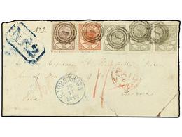 DINAMARCA. 1866 (Nov 18). Front Of Cover To Havana, Cuba With Superb And Rare Franking Of 1864-68 3sk. Lilac, 4sk. Red A - Otros & Sin Clasificación