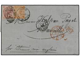 ANTILLAS DANESAS. 1875 (May 15). Cover From St. Thomas To Marseille Franked By Great Britain 3d. Rose Pl. 16 And 4d. Ver - Altri & Non Classificati