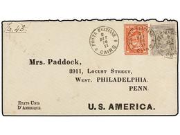 EGIPTO. 1876. CAIRO To U.S.A. Envelope Franked With 20 Pa. Grey And 1 Pi. Red Stamps. Arrival On Reverse. - Autres & Non Classés