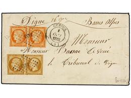 FRANCIA. Yv.5 (2), 9 (2). 1853. GREOUX A DIGNE. 10 Cts. Bistre Pareja Y 40 Cts. Naranja Pareja, Márgenes Cortos. Mat. Ro - Otros & Sin Clasificación