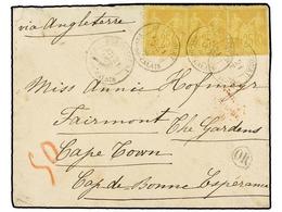 FRANCIA. Yv.92 (3). 1885. BERTANCOURT A CAPE TOWN (Cabo De Buena Esperanza). 25 Cts. Amarillo (3). Rara Destinación, Al  - Other & Unclassified