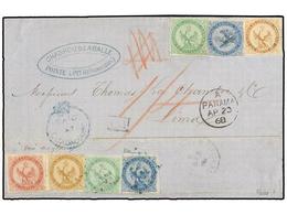 JAPON. Sc.2-6. 1868 (April 9). Cover From POINTE A PITRE To LIMA, Perú, Franked By Eagle Issue 1859-65 2 X 5 C. Green, 1 - Andere & Zonder Classificatie