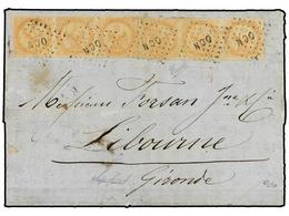 OCEANIA. 1865 (Nov 1). Cover At Double Rate From TAHITI To LIBOURNE Franked By 1859-65 Eagle 40c. Vermilion In Two Strip - Autres & Non Classés